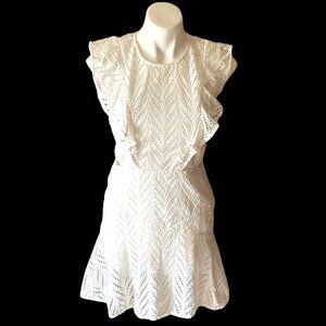 Bardot Women’s White 100% Cotton Eyelet Cut Out Sleeveless Mini Dress Size 10